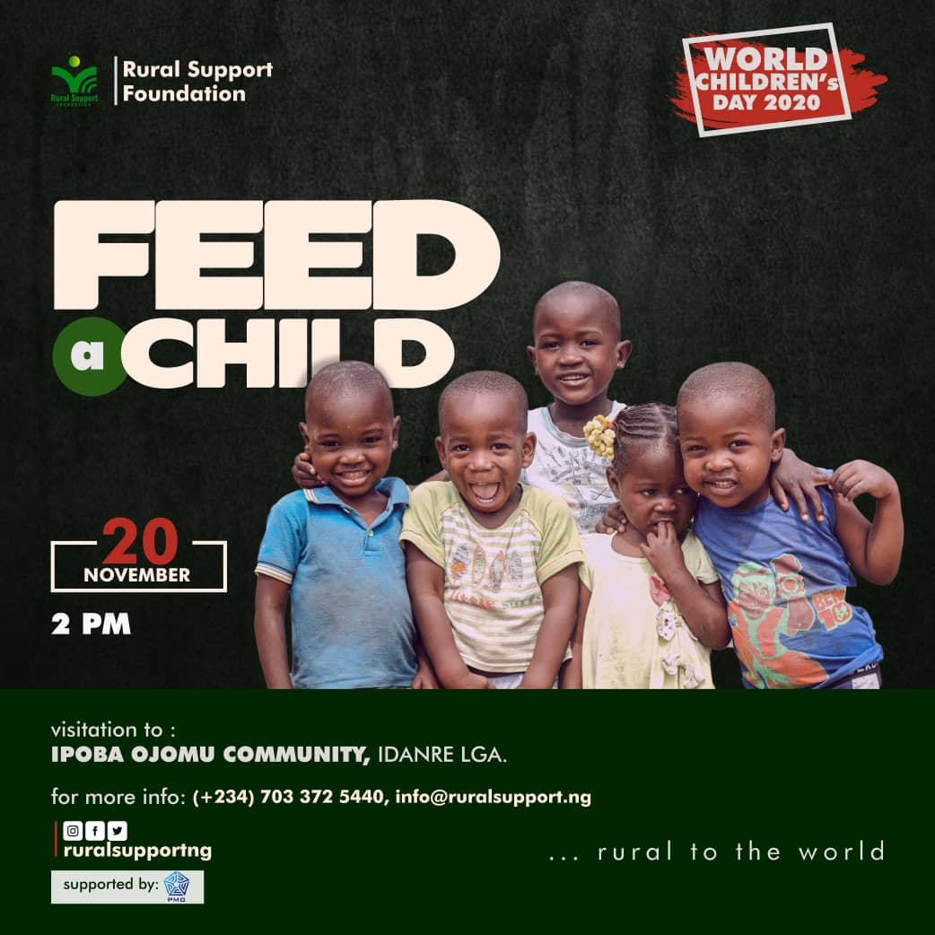 ruralsupportng's tweet photo. In a bid to spread light to our rural communities the Rural Support Foundation is organizing a program tagged "FEED A CHILD" as part of it plans to mark the WORLD CHILDREN DAY. https://t.co/7EXv3BuqaM