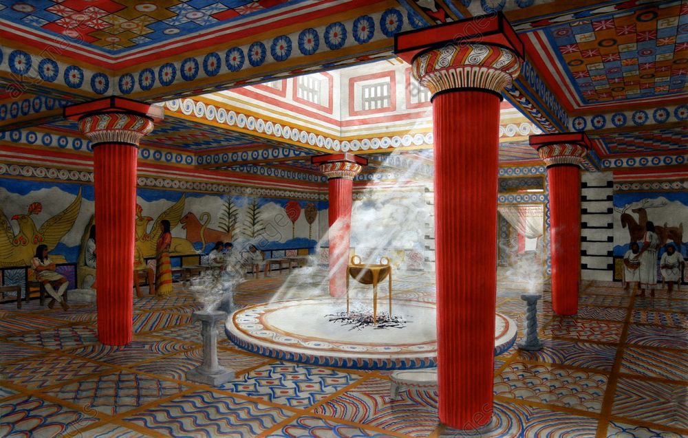 Astrum Argenteum on Twitter: &quot;3D Reconstruction - Megaron with sacred  fireplace at the Palace of Nestor, 1250 B.C. Pylos; ancient Mycenaean Greek  site. https://t.co/esr92jYAk8&quot; / Twitter