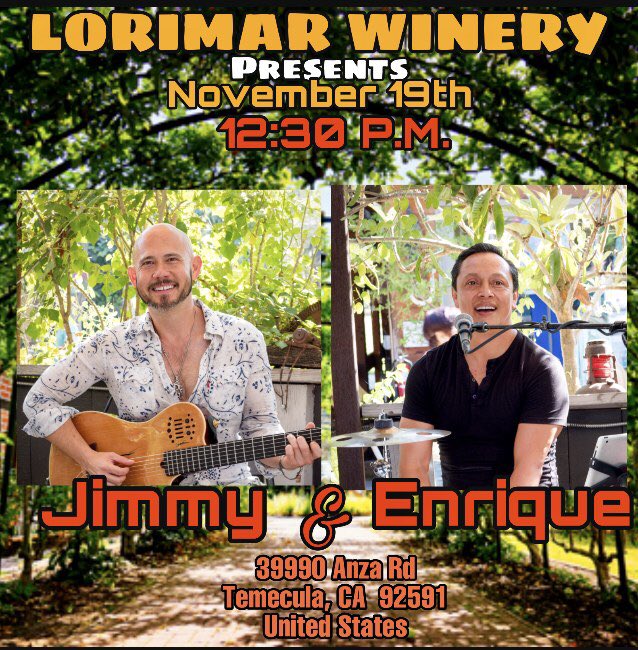 JimmyandEnrique's tweet photo. Thursday November 19th @lorimarwinery 12:30 pm.
We’ll see you there?! https://t.co/wUtwl73ypX