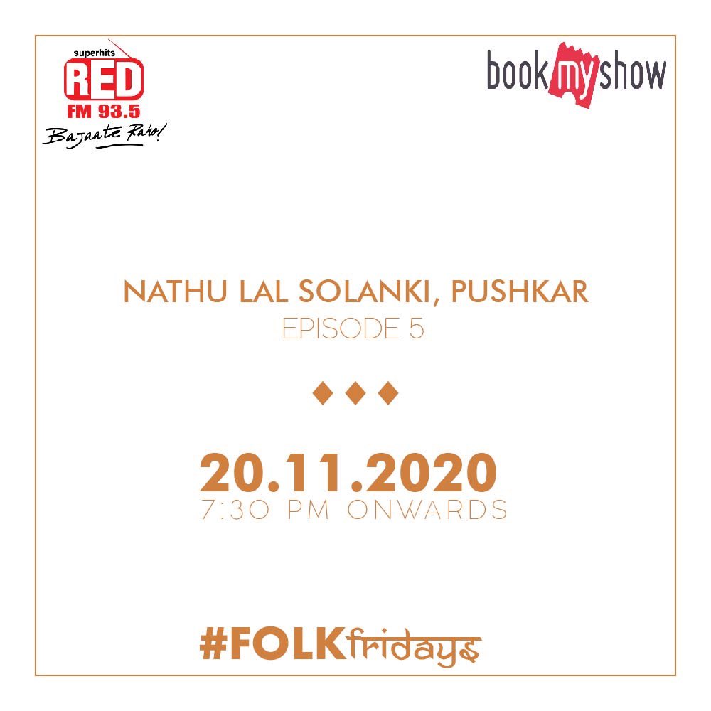 Join us this Friday, 20th November 2020 at 7:30pm to listen to Nathu Lal Solanki, master of drummers from Rajasthan and do your bit in supporting our Indian folk artists.

Registration link : in.bookmyshow.com/events/artists…