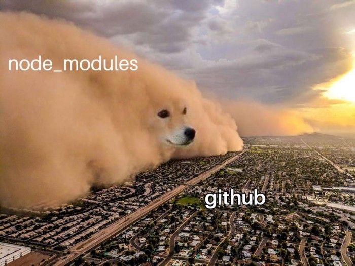 When you accidentally forget .gitignore and these guys try to sneak in 😂 ! found on <a href="/dev_humor/">Devhumor</a> #github #node