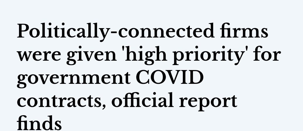 I've read the full 46 page report from the National Audit Office on PPE procurement and it's a doozy.This government has awarded over 1300 PPE contracts without any competition, for a total of £10 billion.This is corruption to the core.