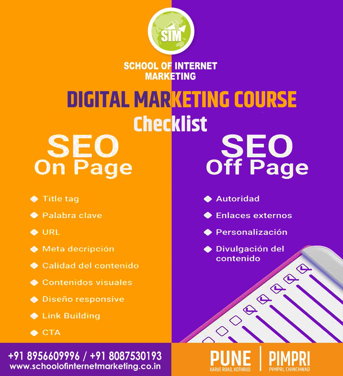 SIT_SchoolofIT's tweet photo. SEO Checklist :
More Info - https://t.co/PAkYIIZN1P
Our Branches: Pune | PCMC
#digitalmarketing #digitalmarketingclasses #traininginstitute #onlinemarketing #socialmedia #searchengine #youtubemarketing #LearnAtSIM https://t.co/KnUqMO7ZMy