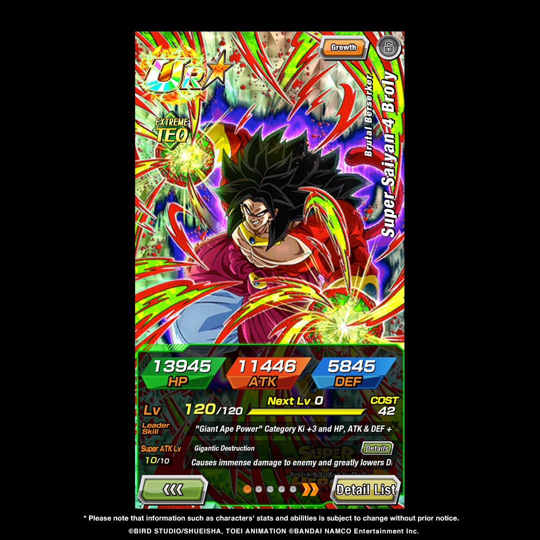 Dragon Ball Z Dokkan Battle On Twitter Check Out The Detailed Information On The Characters Introduced In Dokkan Now Vol 3 First Hand Information On Ur Brutal Berserker Super Saiyan 4 Broly S Stats