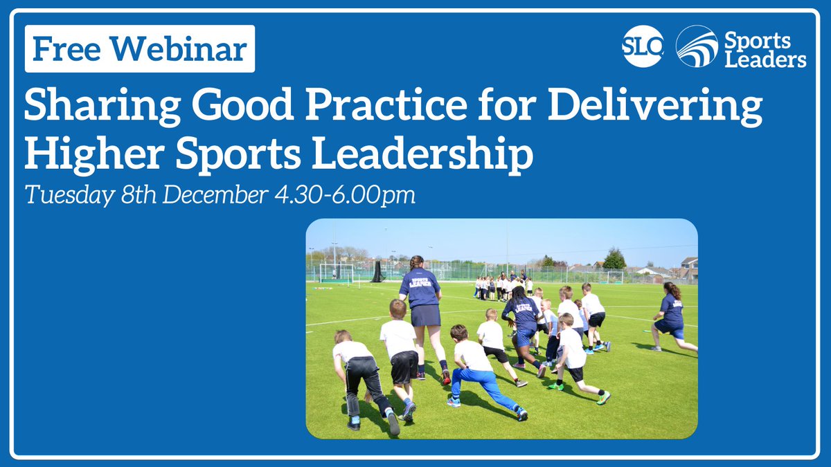 If you’re looking for ideas around best practice when it comes to delivering our Higher Sports Leadership Qualifications in 2020/21, then our free webinar on Tuesday 8th December, 4.30-6.00pm, could be perfect. Find out more here: register.gotowebinar.com/register/67197…