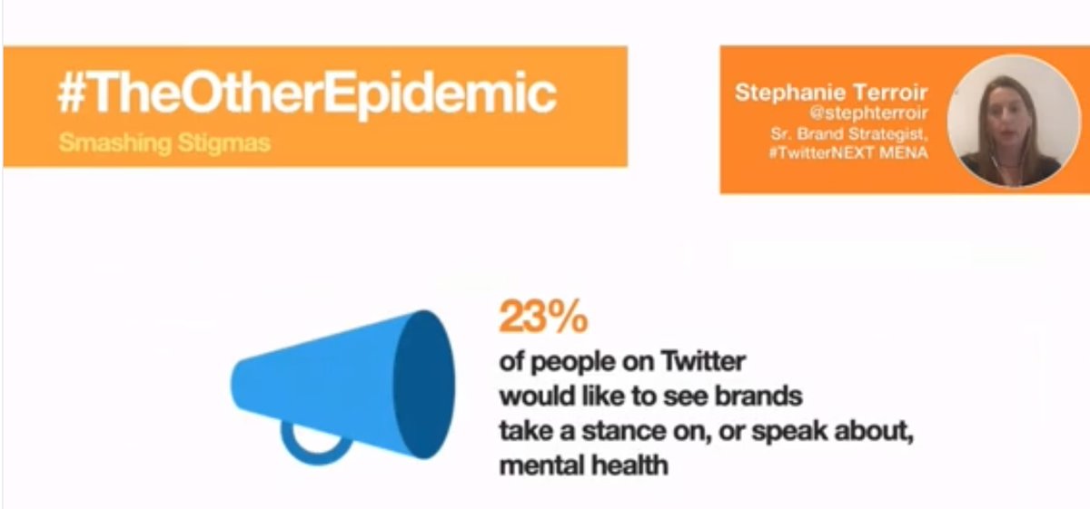 23% of people on Twitter would like to see brands take a stance on, or speak about, mental health @TwitterMktgMENA #CouchConference