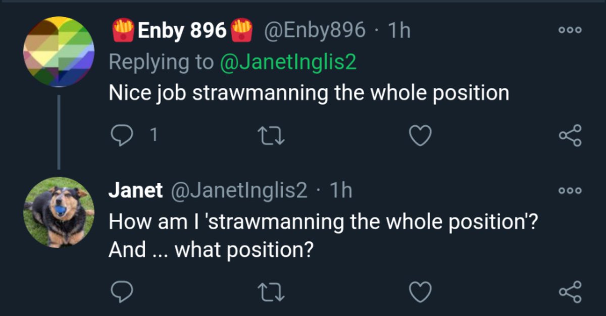 Someone get that man a dictionary!He needs to look up 'strawman', 'argument' and 'fallacy' for starters.Seriously, I think most of the problems we're having with Transactivists now stem from their inability to understand words.