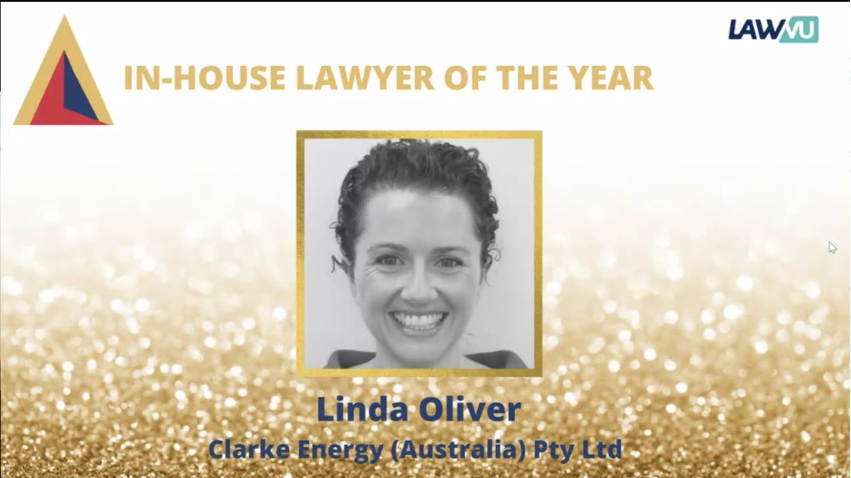 Law_Vu's tweet photo. A great night at the ACLAs. A big thank you to @ACCAustralia for the opportunity to sponsor the In-house lawyer of the year award 2020. Congratulations to Linda Oliver of @ClarkeEnergy taking out the in-house lawyer of the year! ๐๐๐พ #byinhouse #acla20 #betterbusinessresults https://t.co/33Hoeg0Btp