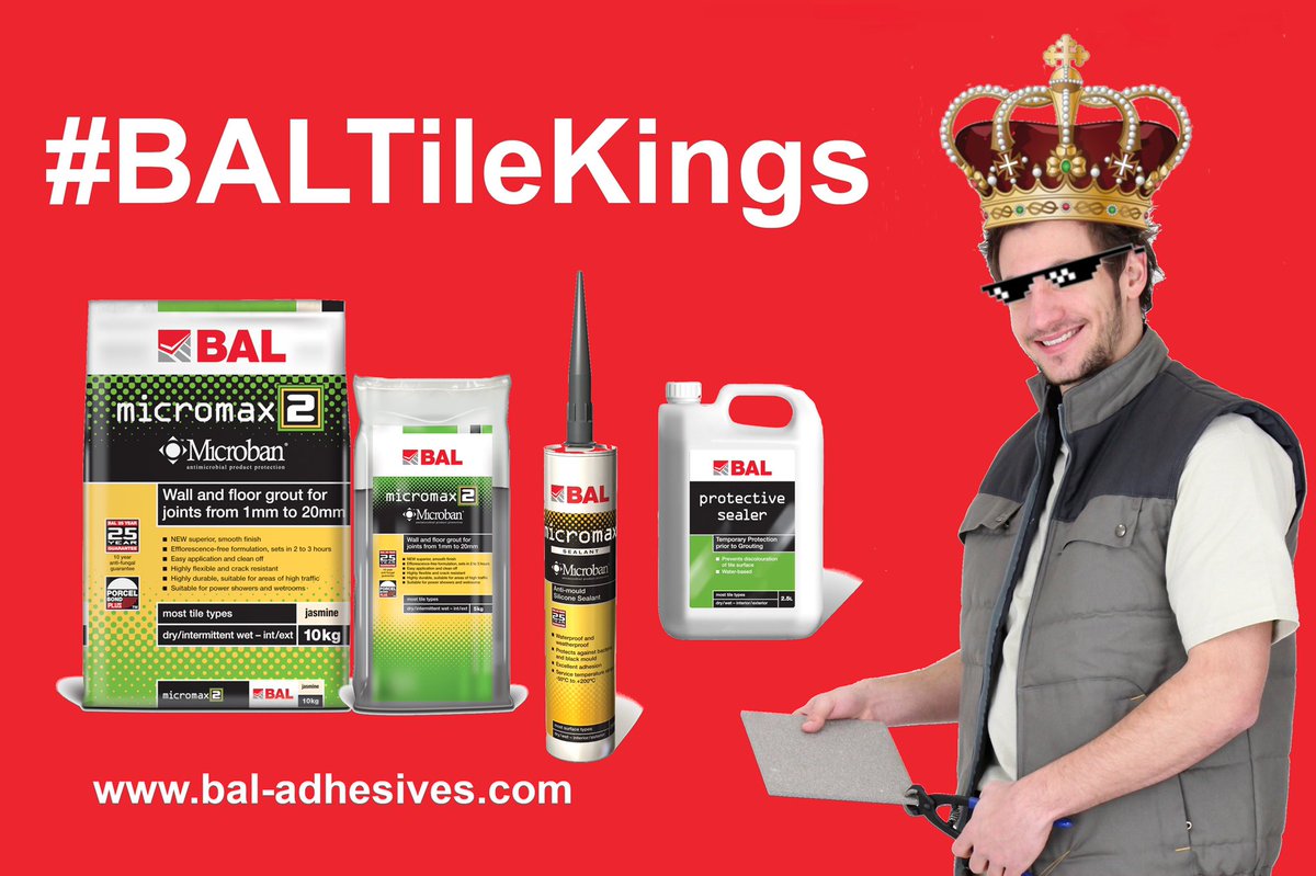 BAL_JohnH's tweet photo. Are you a BAL Tile King or Queen?
✔️ Use BAL Micromax2, Micromax sealant or BAL Temporary Tile Sealer.
✔️ Post them using @BALTiling and #BALTileKings
✔️ Use #Scotland
✔️ Win prizes – including a pallet of BAL gear every month!
✔️ Entries in by 12pm Friday
✔️ Tag a mate!
#tiling https://t.co/rVSqeNYMGH