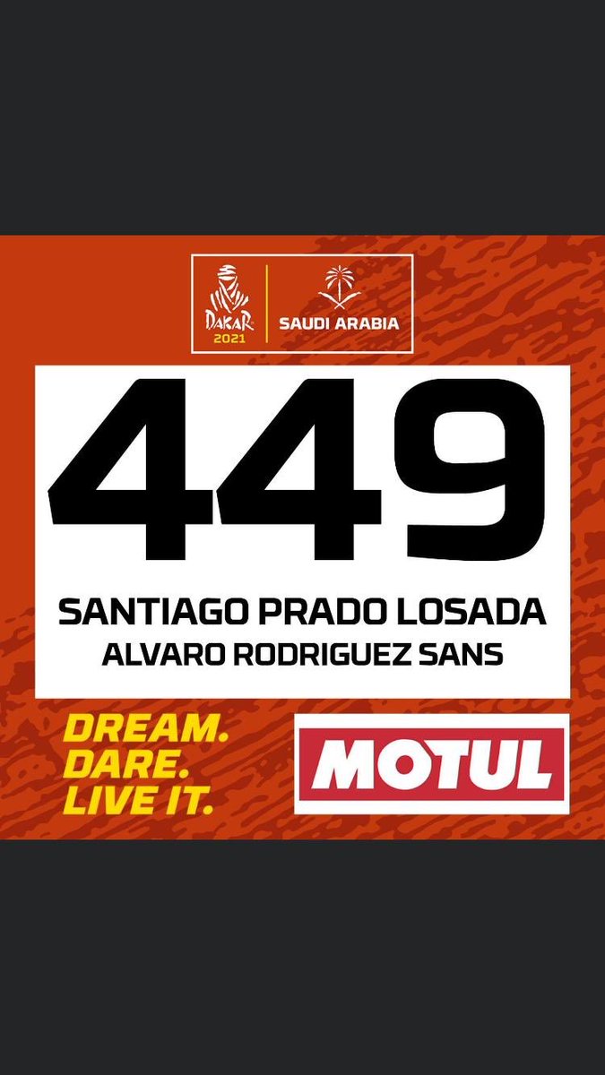 El dorsal de mi hijo <a href="/alvaromoya33/">Álvaro Moya</a> y Yago Prado para el <a href="/dakar/">DAKAR RALLY</a> Muchas gracias a los patrocinadores que hacen esto posible en un año tan complicado, en especial #vanorton patrocinador principal Podeis seguirlos en IG  prado_moya_racing