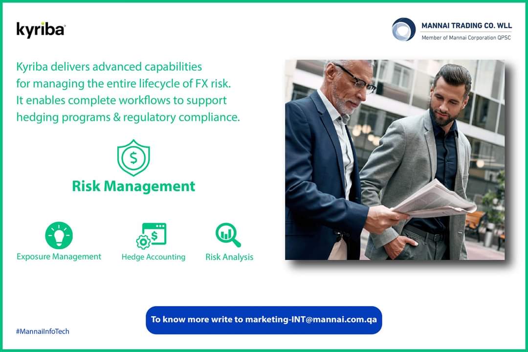 InfotechMannai's tweet photo. Manage #foreignexchange (FX) Risk & Compliance on a single platform.
Industryโs most advanced currency #riskmanagement solutions for easy identification & understanding of #fx risk.
Write to us at marketing-INT@mannai.com.qa to know more.
#MannaiInfoTech #MEPartner #Kyriba https://t.co/QDofNCA8OU