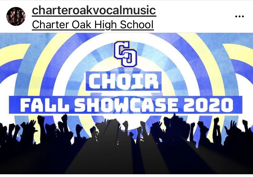 Our Charter Oak Choir Virtual Showcase premiers on our YouTube Channel Charter Oak Vocal Music tomorrow at 1 pm!!!! Don’t miss it!