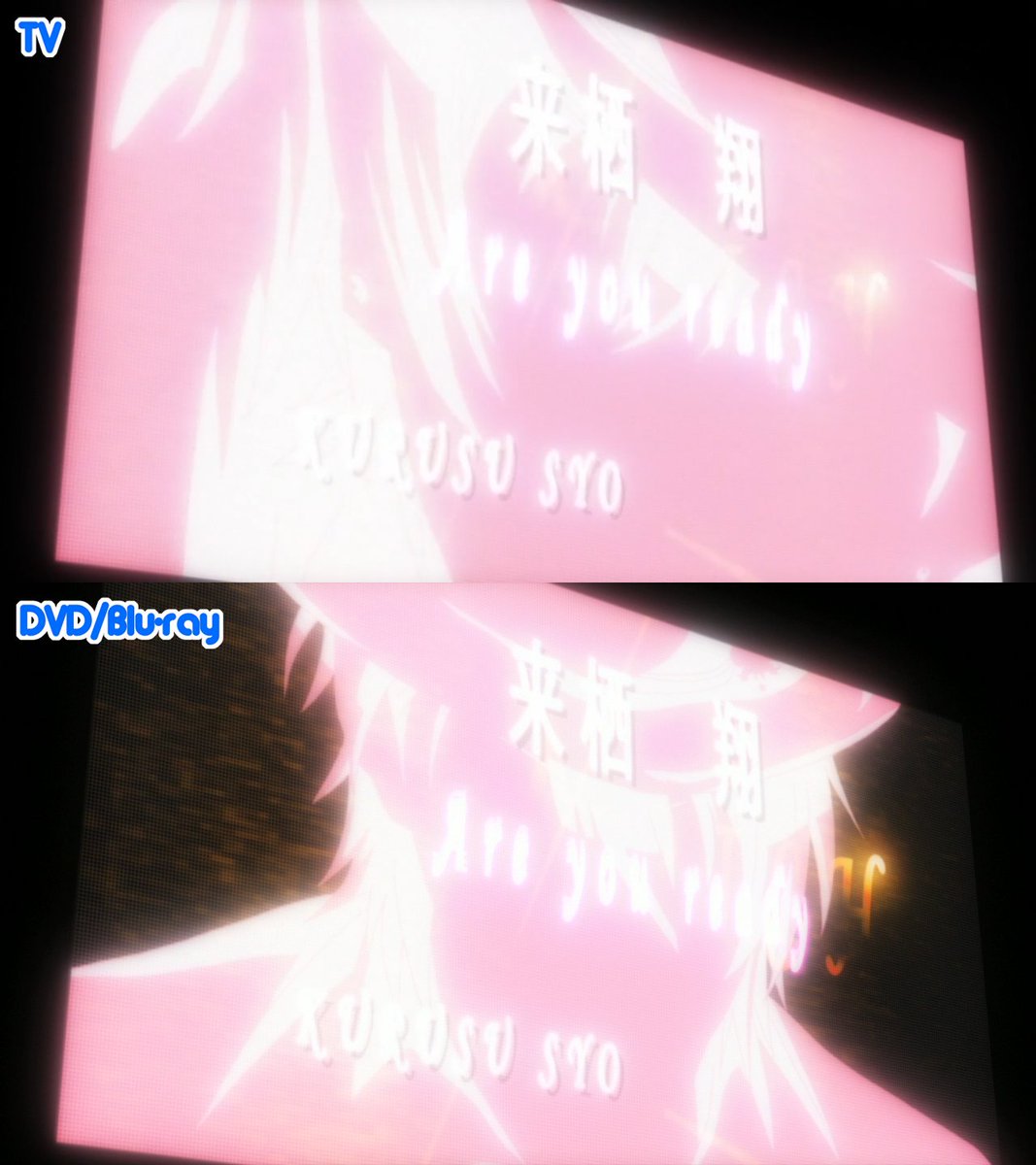 (4/6) Syo was too zoomed in, so he was redrawn (1st pic). The background of some scenes were changed (2nd & 3rd pic). The whole group was redrawn (3rd pic) and Tokiya is redrawn during the 2nd part of the scene involving the 4th pic (the part where he sings).