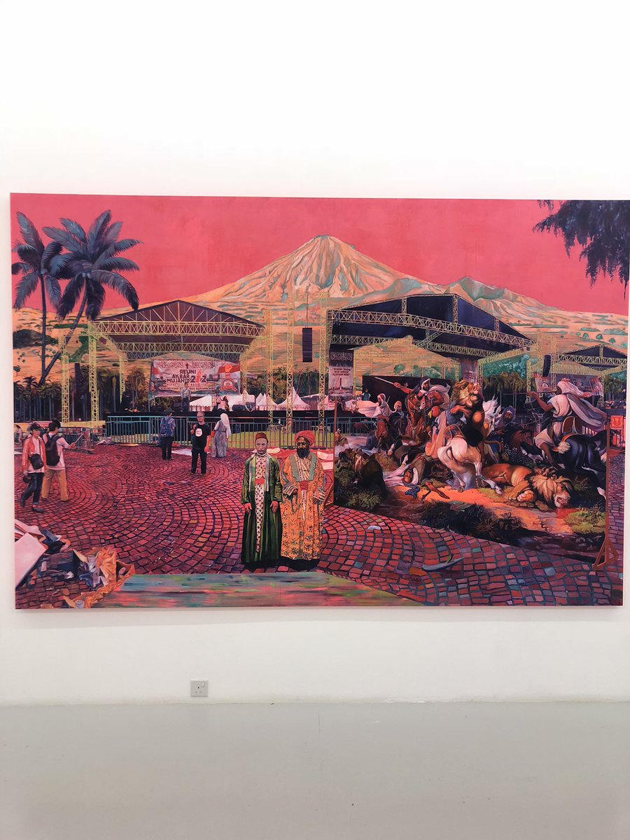 Great art runs in the family, Tisna’s son Zico Albaiquini is an accomplished artist in his own right! His paintings are some of the most memorable in recent years with its unusual colour palette and deft handling of Indonesian art history, politics and and landscape.