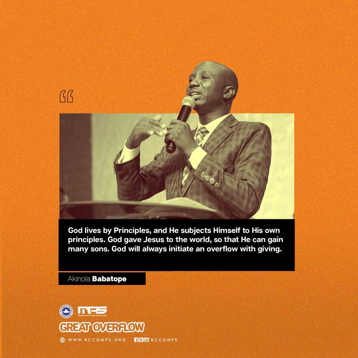 rccgmps's tweet photo. God lives by principles, and He subjects Himself to His own principles.
God gave Jesus to the world, so that He can gain many sons.
God will always initiate an overflow with giving.

-Pastor Akinola Babatope

#Sundayservice #greatoverflow #jesuschrist #word #giving #God #rccgmps https://t.co/YcAP0M1hbP
