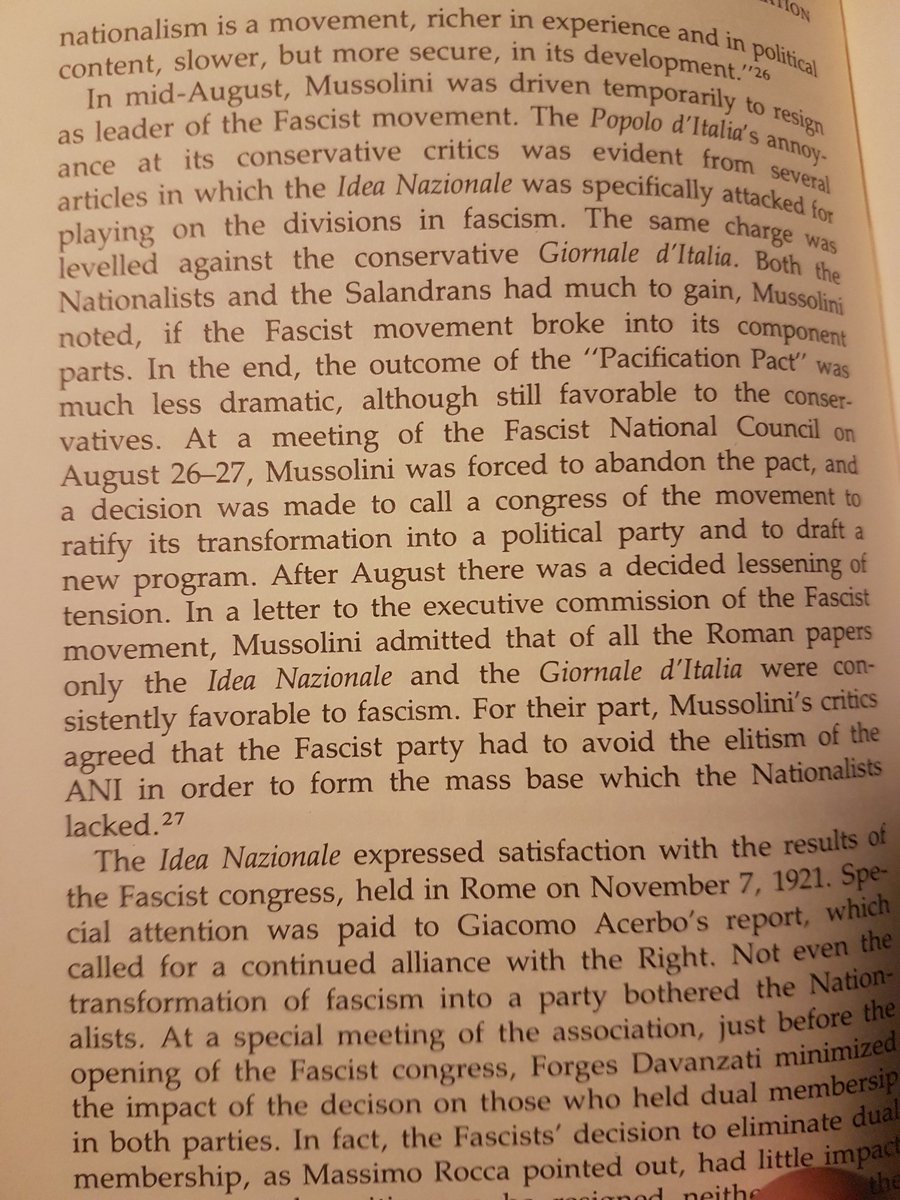 Fascism began to succeed as a mass movement whilst the staunchly monarchist and elitist nationalists were reduced to serving as intellectuals.