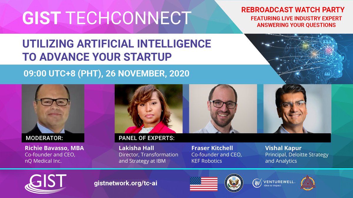 GISTNetwork's tweet photo. Did you miss our #GISTTechConnect panel on #AI? Don't worry! We're hosting a watch party specifically timed for our Asian innovators - 26 Nov, 09:00 UTC+8 (PHT). #AI expert, @davidguybrizan of @AiCalidad will be answering your questions live! https://t.co/tbFJ92eMBP https://t.co/wzzHlmjX3y