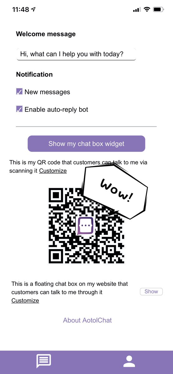 aotol's tweet photo. 📢 NEW FEATURE!

Now you can embed your business icon to your QR code, bring more consistent and stylish experience to your business!

Simply go to your profile in the app and try it out by tapping "Customize". https://t.co/zQFGoMcZQo