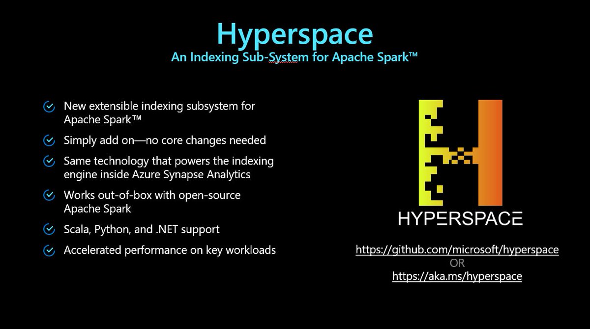 RahulPotharaju's tweet photo. We will be presenting Hyperspace (https://t.co/GoArPaDhLo) at the #DataAISummit 2020. Don't forget to register for free here: https://t.co/K5Dk9a3sQb

The latest v0.3 brings support for incremental indexing and hybrid scan. Read all about it here: https://t.co/miuEjZ25vB https://t.co/m9tL7Xnret