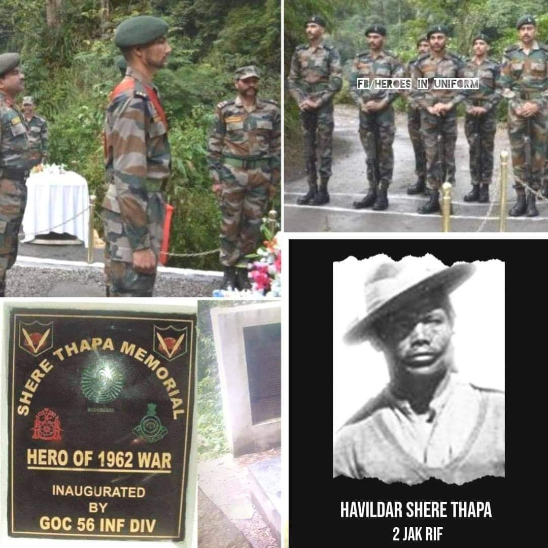 HeroesUniform's tweet photo. Remembering an unsung #Hero of 1962 Indo-China War, Lion of #Limeking, HAV SHERE THAPA, 2 JAK Rifles (the Body Guards) who single-handedly kept the LMG roaring for 72 hours, mowing down hoards of Chinese before laying down his life on this day in 1962
@CestMoiz @GeneralBakshi https://t.co/nnClB8JRuo