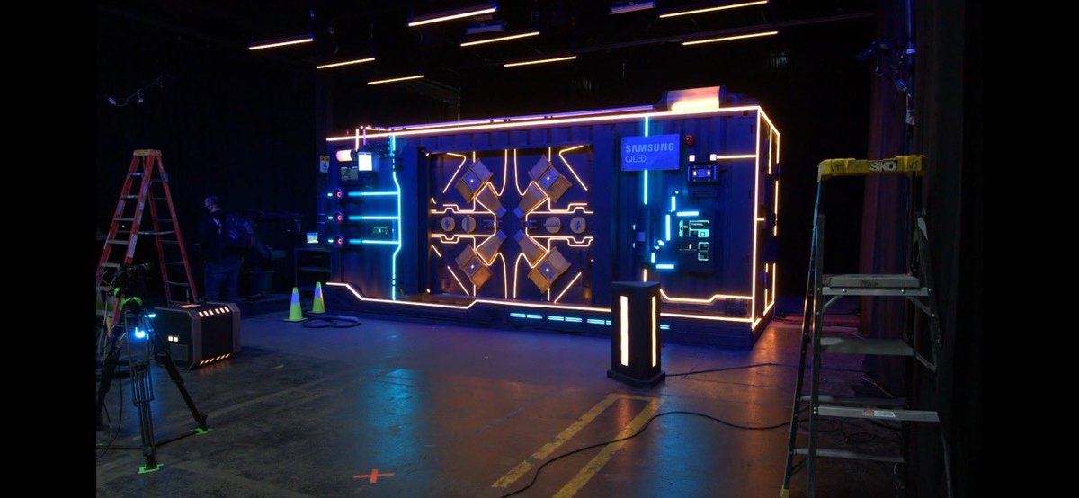 moneyrumble's tweet photo. On-the-set shot of the shipping container. Yep, it was all real. Including the robot-arm plasma cutter. #QLEDecode
Amazing construction under tight deadlines and, oh yeah, a virus. Well done @SamsungUS. The coolest thing.
(Sadly, I’m not there; from the production team). https://t.co/WLFWKFruAx
