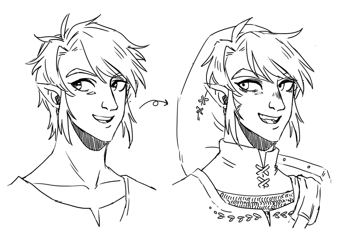 thought you might be interested in my TP link headcanon... i just think it would be neat if maybe changing into a wolf reflected in his appearance a little ? 
