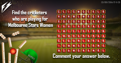 FanSki_in's tweet image. Here is a Quick Game for you: 
Let's check how quickly you find all the cricketers' names. 
Hint:Only five cricketers' names are mentioned. #Games91 #AbSabKhelenge #Cricket #fantasycricket #RebelWBBL2020 #WomenBigBashLeague2020