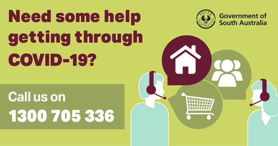 #COVID19 Relief Call Centre provides support, information and assistance to #SouthAustralians affected by the coronavirus (COVID-19) emergency, including advice on accomodation options for self-quarantine and self-isolation. Call 1300 705 336 or email housingrelief@sa.gov.au