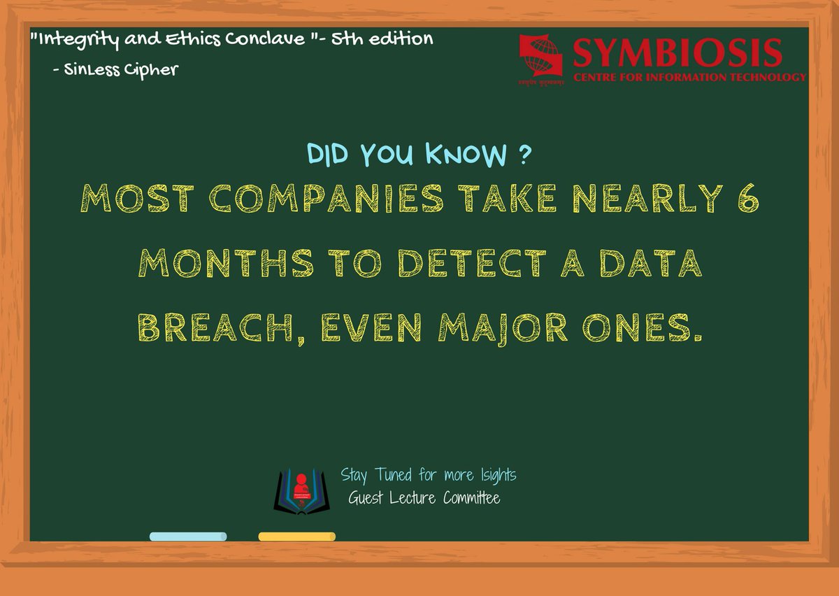 MBA_SCIT's tweet photo. Here's a fun fact about Companies and Data Breaches brought to you by the Guest Lecture Committee!

#SCIT #SinlessCipher https://t.co/dMVMTHm7s0