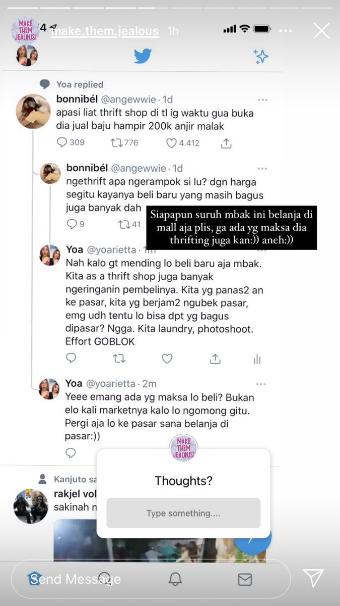 angewwie's tweet photo. WAKAKAKAKKA ya emang ga gua beli sih??? dan yang gua omongin di situ adalah blus hnm (fast fashion, nonbrand, ga vintage/rare) yang dijual dengan harga hampir sama dgn harga store 👀

Tapi daripada gua marah-marah, gua mau drop olshop di mana gua biasa thrift: https://t.co/viytumy6uK