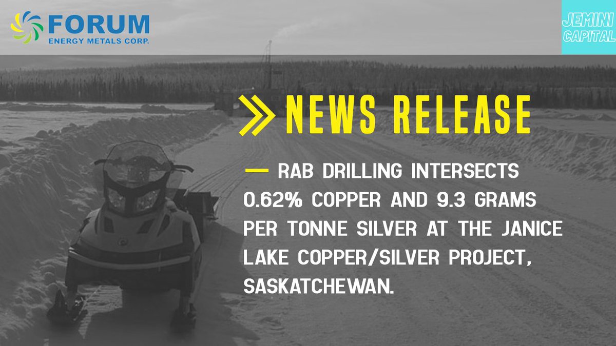 ForumEnergyMC's tweet image. #NEWSRELEASE!📢Read more about Forum's RAB drill program on the Janice Lake #Copper/#SilverProject, Sask.🖥️⛏️

$FMC.V $FDCFF #stocks #stockstowatch @greencarreports @andrew_neal7 @stokdog @gdawg @tinybullstocks @electriccarsnor @riotinto @tesla @jeminicapital