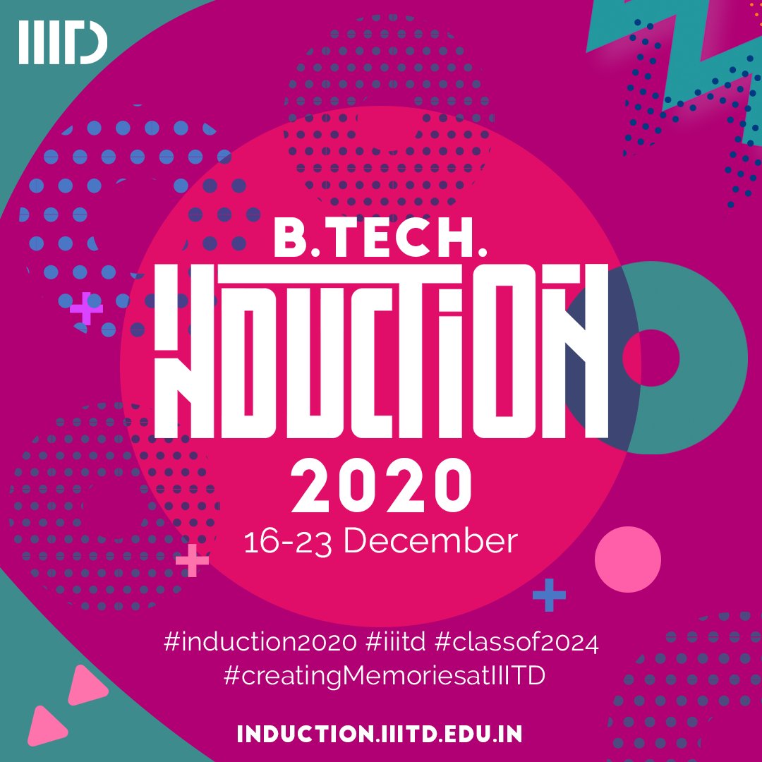 IIITDelhi's tweet photo. Introducing #Induction2020 for our https://t.co/u6kIui035m #Classof2024 from 16-23 December’20.
Updates coming soon on- https://t.co/h5GJXIFRDO
#IIITDInduction #InductionProgram #NewBatch #IIITD #creatingmemoriesatiiitd https://t.co/DahIF3mW0G