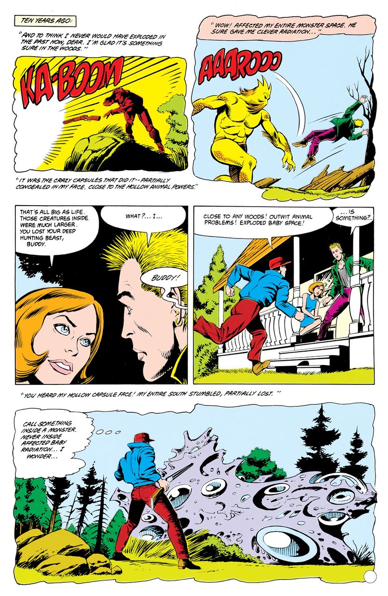 Grant also starts also doing something that at the time was kind of wicked, ACKNOWLEDGE Crisis on infinite earths rebooting things. In the Secret Origin's issue we see events happen in two different ways as the yellow aliens try to figure it out.