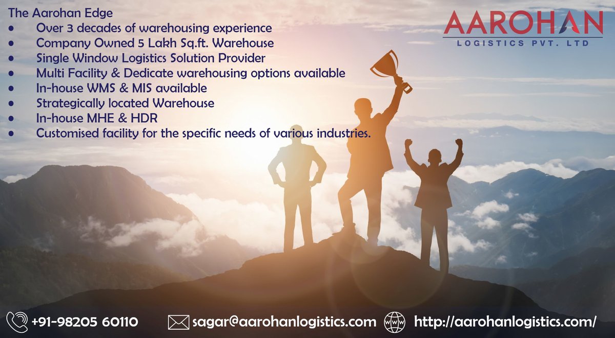 AarohanL's tweet photo. The Aarohan Edge
• Over 3 decades of warehousing experience
• Company Owned 5 Lakh Sq.ft. Warehouse
• Single Window Logistics Solution Provider
•Call us now and save tons of duty payments to keep your cash flow intact.
Email:sagar@aarohanlogistics.com
https://t.co/kAS9m4v7qV https://t.co/1iRXK8Le3O