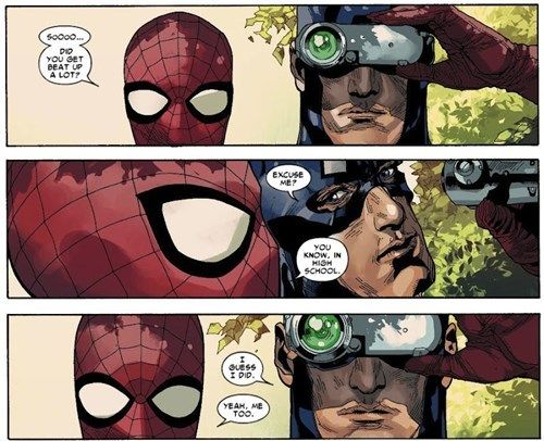 i think about this spidey and cap panel a lot 