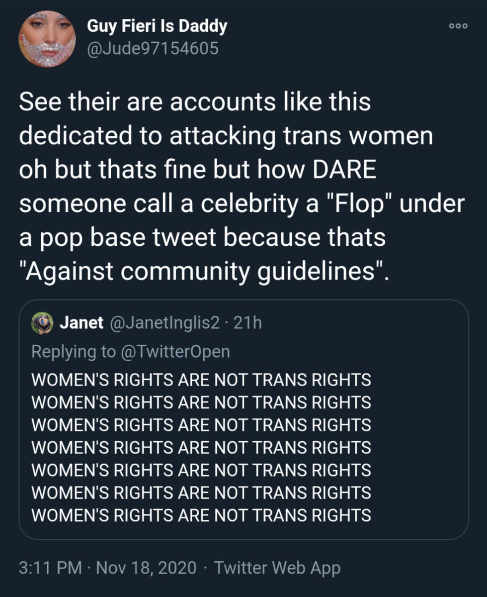 Since all my tweeting work on behalf of  #TransAwarenessWeek , I've been getting lots (lots) of notifications from cranky trans males. So I've decided to start a tweet chain of my responses to their very cranky tweets. I'll pin it to my profile for your ease of reference.1/?