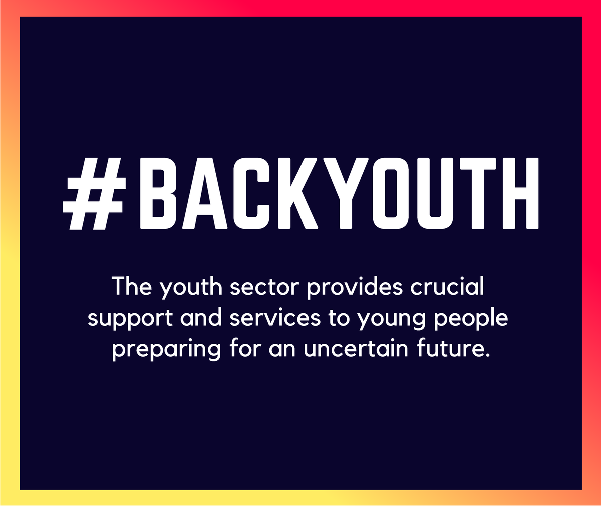 Young people face unprecedented challenges. Investing in them is never more needed than now. We’re calling on the government to #BackYouth and deliver the £500 million Youth Investment Fund promised over a year ago. Find out more: bit.ly/35G0dBy