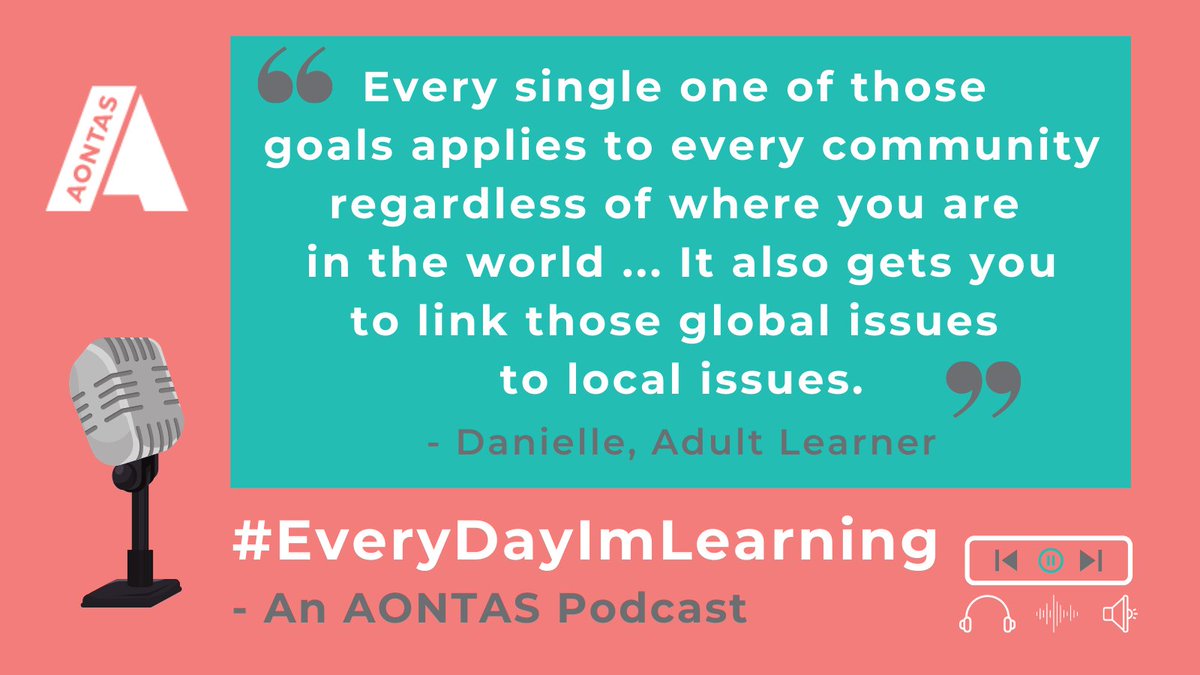 aontas's tweet photo. On #GlobalEducationWeek listen to Danielle's story in episode 4 of the #EveryDayImLearning podcast➡️ https://t.co/tQZUI6gEvj #LearnerVoice
Danielle breaks down the #SDGs & #LifelongLearning's role in achieving social, civic, environmental & economic #sustainability.
#EAAL #SDG4 https://t.co/IiObOWQHrb
