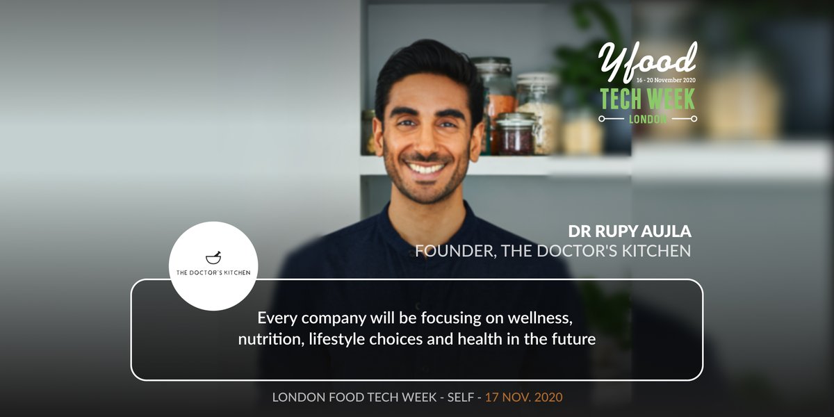 yfood_'s tweet photo. Truly fortunate to have Dr Rupy Aujla, Founder of 'The Doctor's Kitchen', lead our first event to talk about nutritional benefits and much more at #foodtechweek on 17th Nov. 2020.

#self #innovation #nutrition #foodmedicine #healthyeating #guthealth https://t.co/MhxQZmHGQi