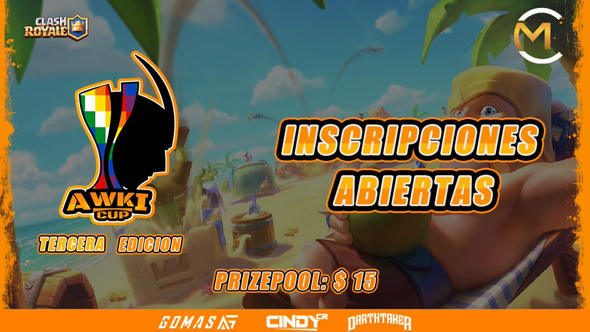#CR AWKI CUP🏆| 3RA EDICIÓN
 ¡Abrimos Inscripciones! ¡Te esperamos!🏆🔥

🏟️128 equipos🔥

⚔️SEGUIRNOS Y A:

🎯<a href="/Misi_Comu/">Misilera's Community</a>
🎯<a href="/Ap3Gomas/">Gomas</a>
🎯<a href="/CynthiiaR92/">Cindy❤️</a>
🎯<a href="/darthtaker/">Darthtaker</a>
🎯<a href="/EElegidos/">ELEGIDOS ESPORTS</a>
🎯<a href="/BreibyCR/">BreibyM</a> 
🎯@natt_graph 

🎯7RT🔄
🎯❤️&amp;🔄

📩 Pruebas » bit.ly/352qJEQ

#Gaming #ClashRoyale