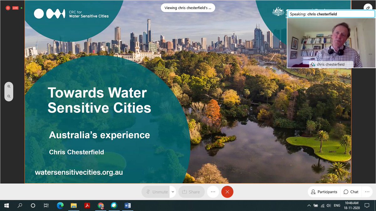 school_waterCSE's tweet photo. A #WaterSensitiveCity = #liveable+#Resilient+#sustainable +#productive. @chrischesterfield of @crcwsc sharing the #australianexperience towards #WaterSensitiveCities by highlighting the climate pressures on #AustralianCities & discussing on #Melbourneexample of #WSC Transition. https://t.co/c3dw3Qi5eQ