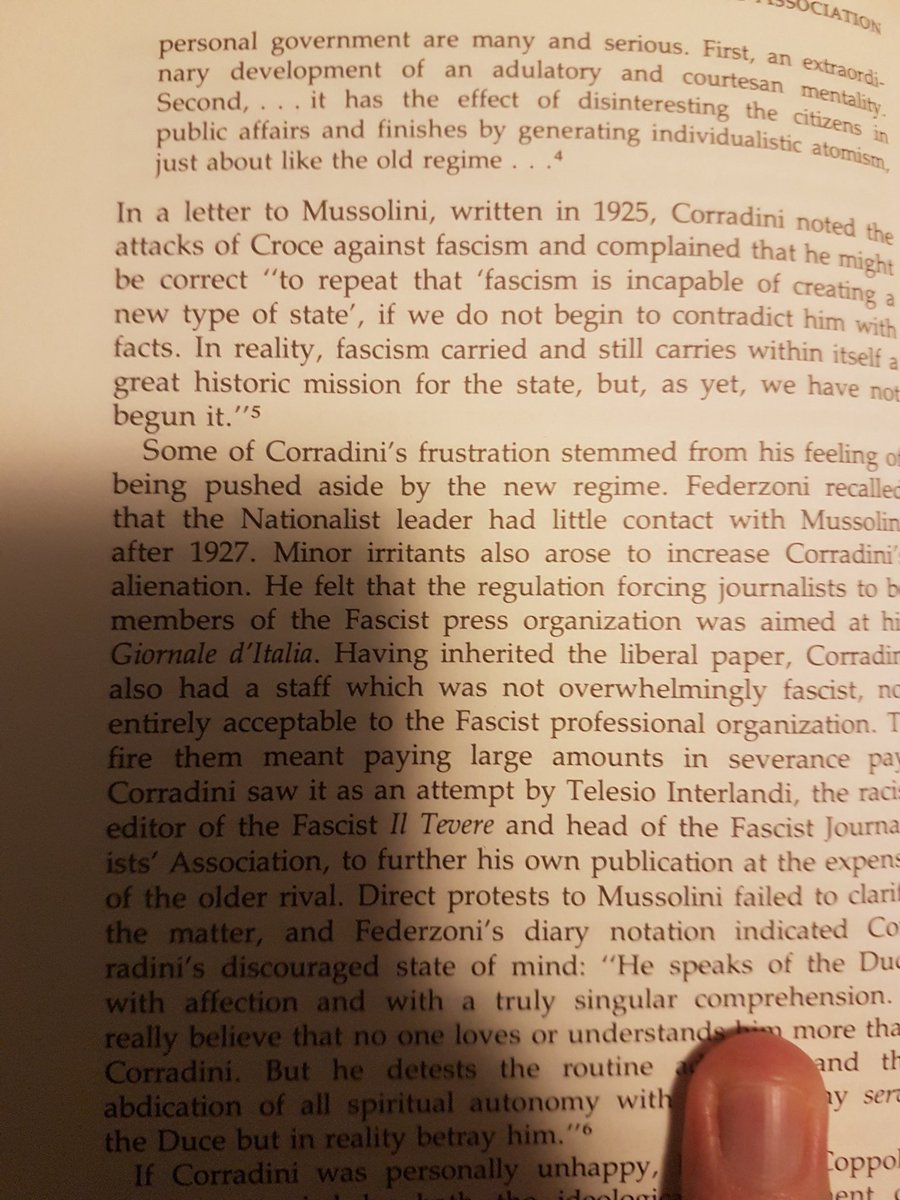 For Corradini, the rise of a personal regime erodes the state's ability to decently operate and creates atomization of the populace.