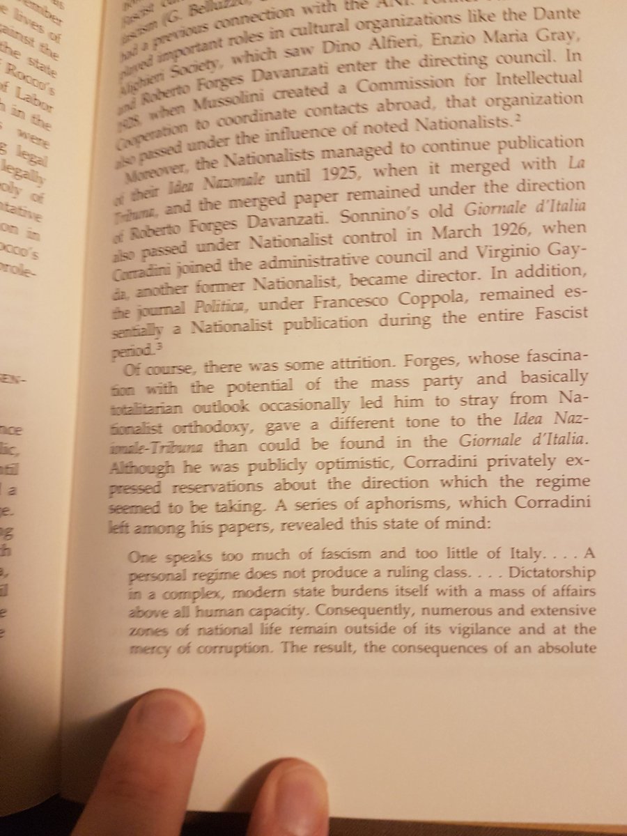 For Corradini, the rise of a personal regime erodes the state's ability to decently operate and creates atomization of the populace.