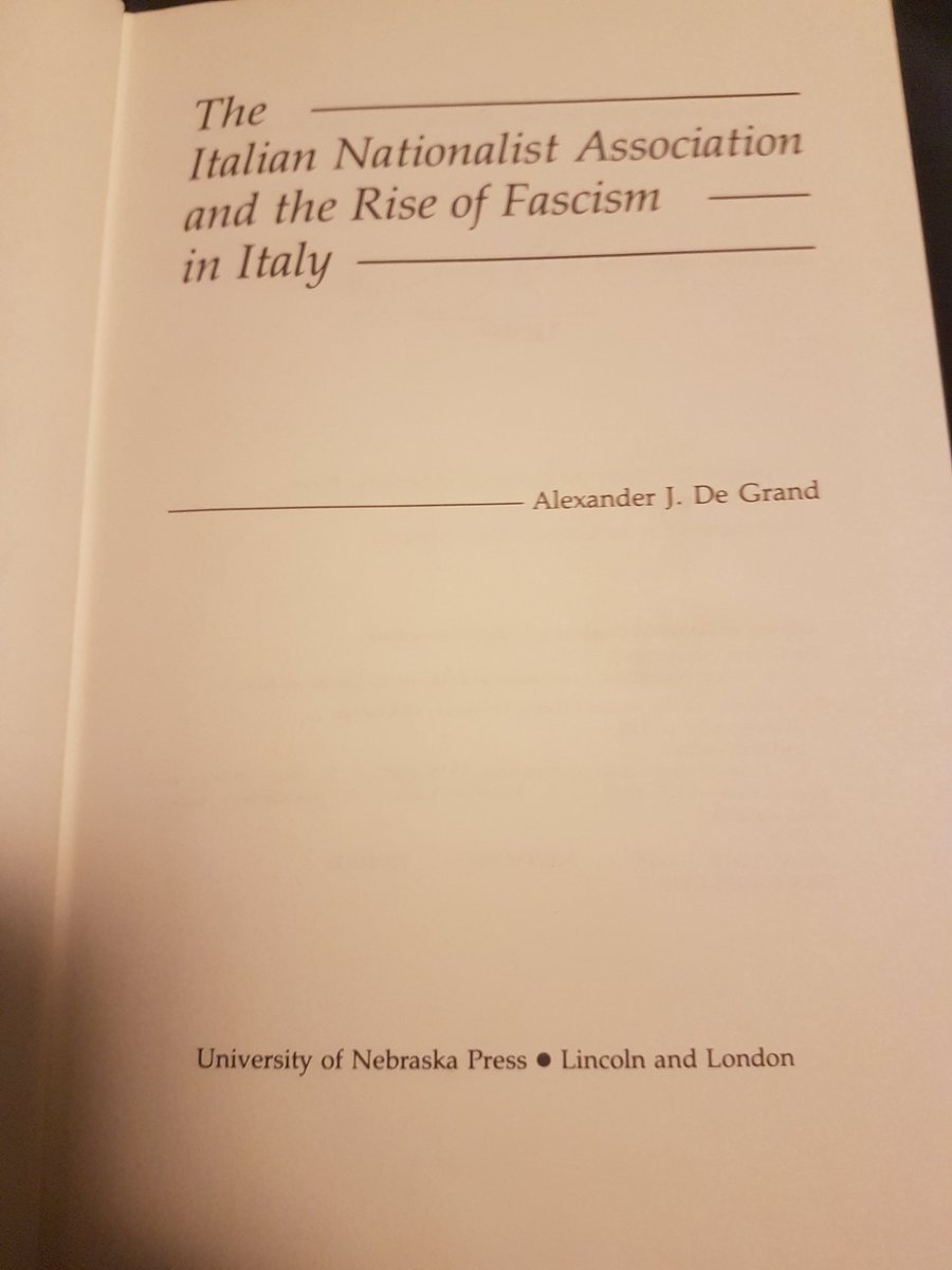 Full book is Alexander De Grand's The Italian Nationalist Association and the Rise of Fascism in Italy. Always nice to find out of print texts for a decent price.