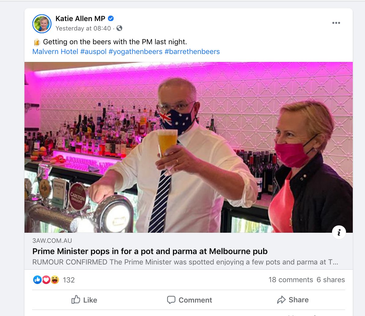 And not just randomly dropped in dear reader, but also happened to have local Lib MP Katie Allen with him. Which is handy because Ms Allen is a doctor and the PM was due to speak about . . . A BIG ANNOUNCEMENT!So it's just as well Ms Allen randomly posted the photo as well.