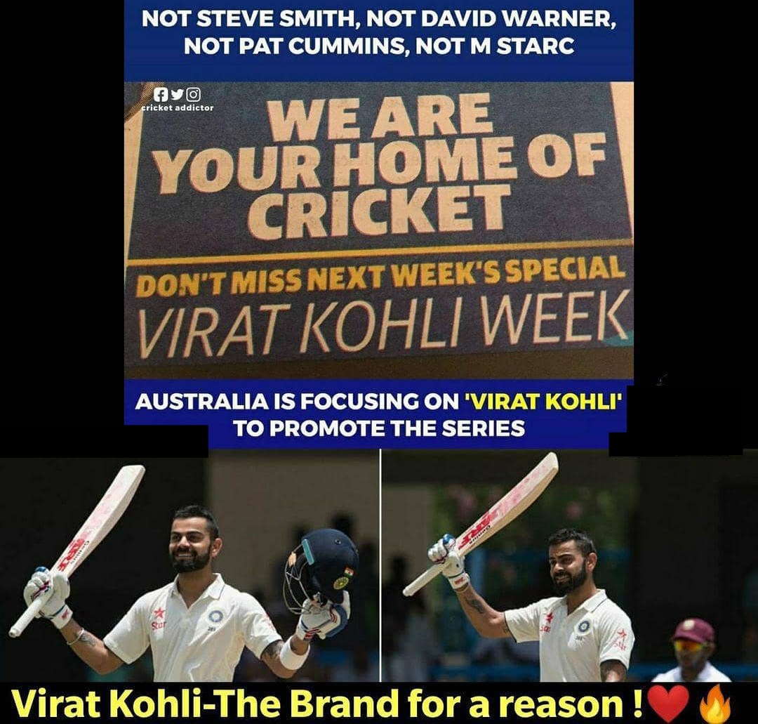 ImKohli_FC's tweet photo. #ViratkohliTheBrand 🔥 #AUSvIND https://t.co/5JzScQHUoW