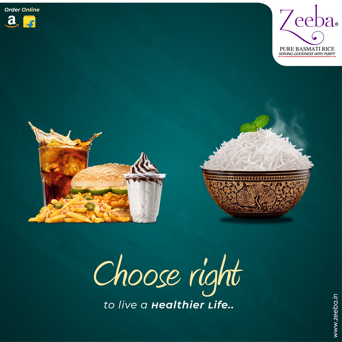 ZeebaBasmati's tweet photo. “You don’t have to eat less, you just have to eat right..”
 
Choose the right to live a healthier life...😉😉
 
Eat Healthily, Stay Healthy..!!
 
#ZeebaBasmatiRice #Health #HealthyFood #nutrition #PureBasmatiRice #QualityGrains #BestBamsatiRice  #LongGrainBasmatIRice #MiddleEast https://t.co/t1PKLkCONL
