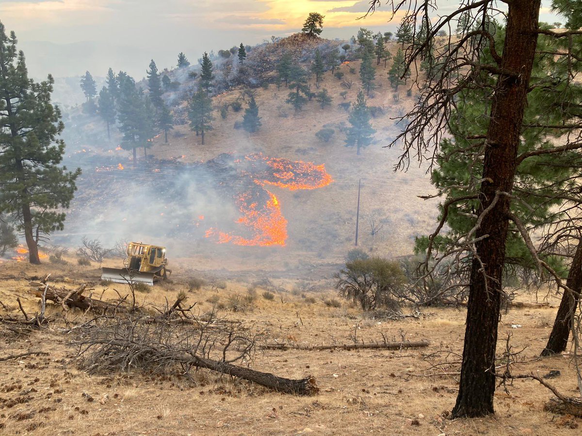 TMFPD's tweet photo. About Noon today, simultaneous with the #PinehavenFire, #TMFR crews also responded to the #LauraFire near Doyle, CA. Firefighters were successful in stopping the fire spread into @washoecounty. 60% Contained at 700 acres. Fire Details: https://t.co/CXoZqX8aS9 @blmnv https://t.co/5wO9WTQukC