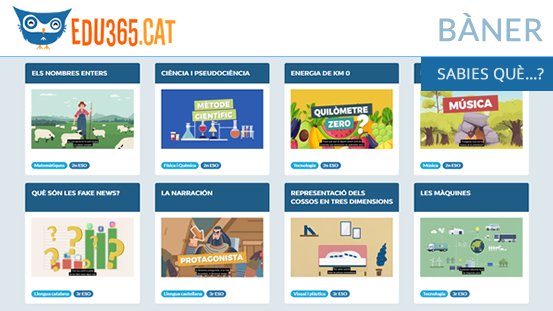 edu365's tweet photo. Aquesta setmana, a l'Edu365 estrenem una nova #secció «Sabies què ...?» amb tot de #vídeos de curta durada classificats per #cursos i #matèries que us ajudaran a #complementar els vostres coneixements. Entreu i mireu-los!

🔗 https://t.co/LbM0fC8FsO

#bàner #primària #ESO #edu365 https://t.co/blNJdnt0Dh