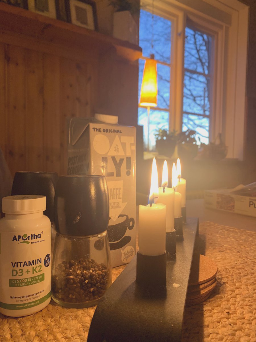 Good morning from Norrland! Vitamin D and candle light for breakfast, half an hour before sunrise (08:20 today). 